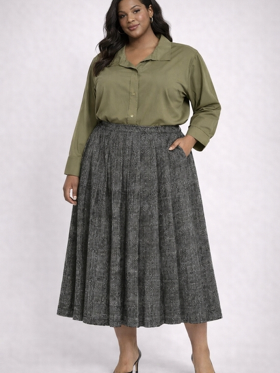 Maggie Mcnaughton Dresses & Skirts - Maggie McNaughton Black White Pleated Skirt Size 18 USA Made Vintage